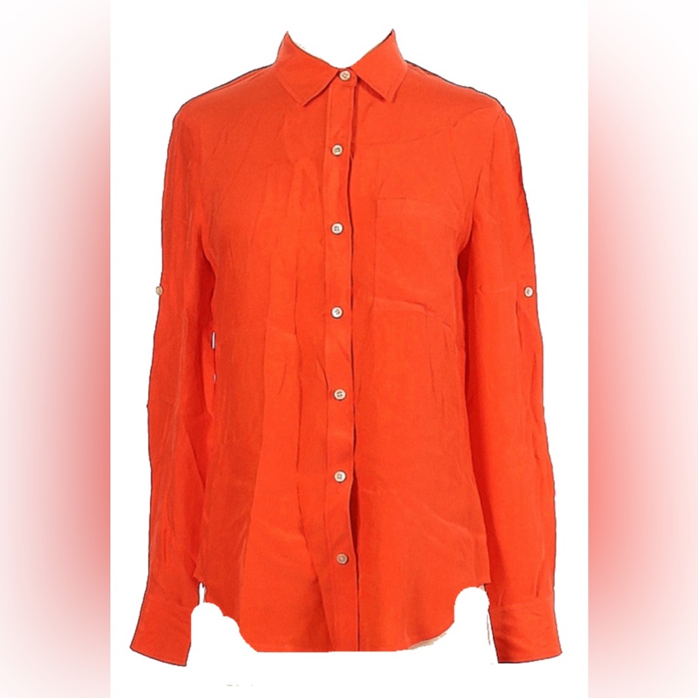 J.Crew Scotch & soda silk orange button down blouse size xs